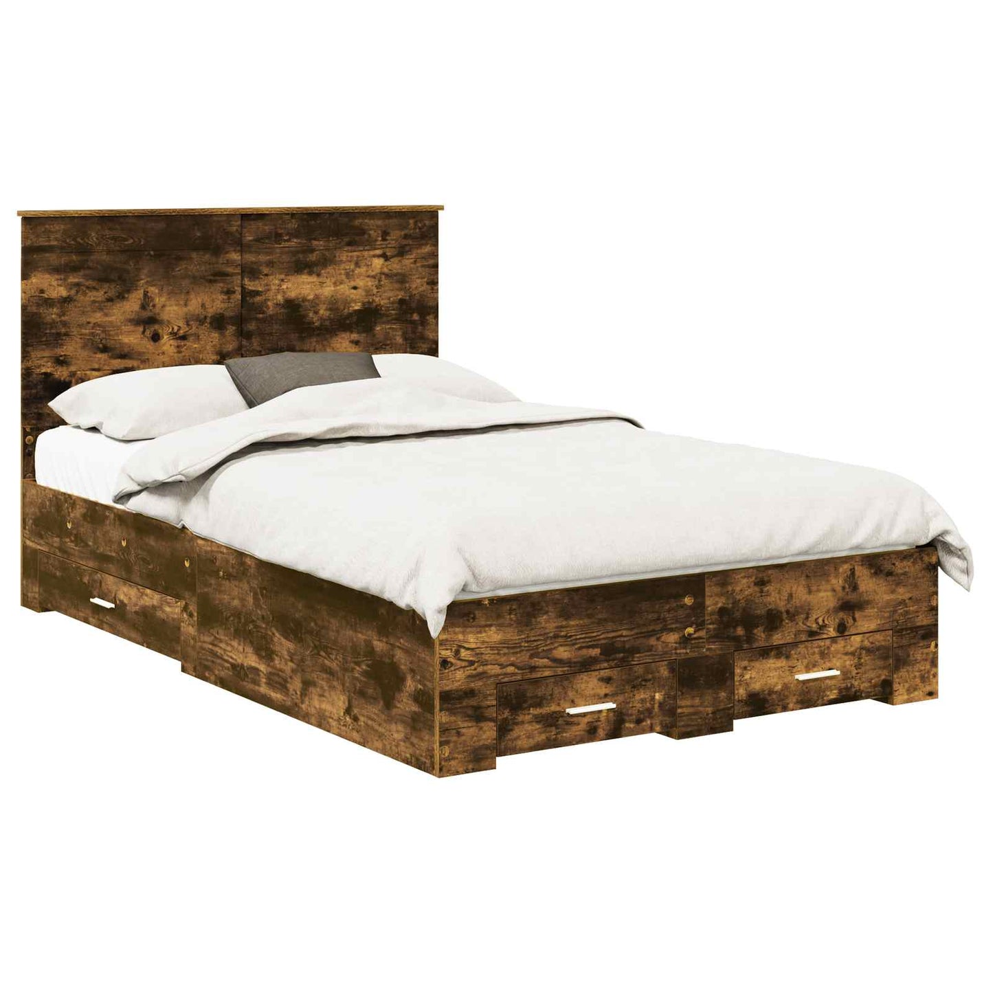 Bed Frame with Drawer Smoked Oak 120 x 190 cm Engineered Wood