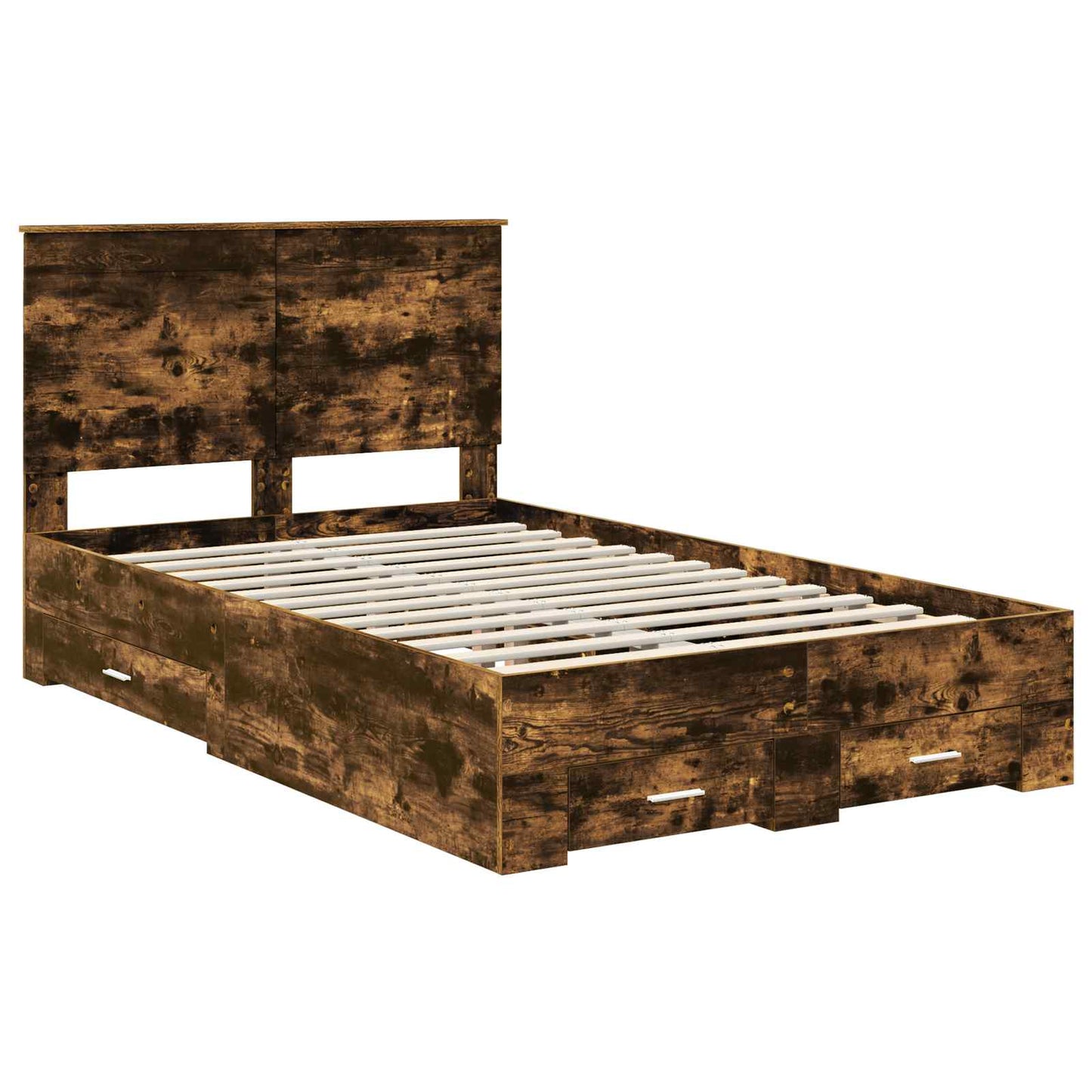 Bed Frame with Drawer Smoked Oak 120 x 190 cm Engineered Wood
