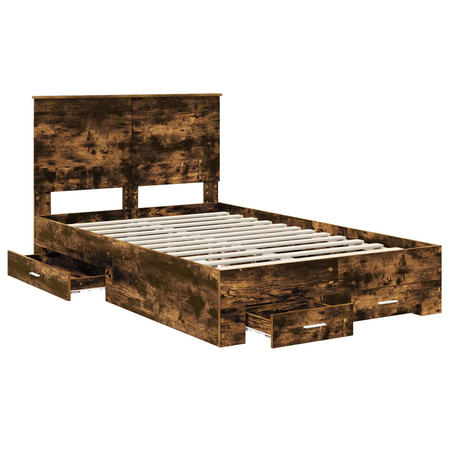 Bed Frame with Drawer Smoked Oak 120 x 190 cm Engineered Wood