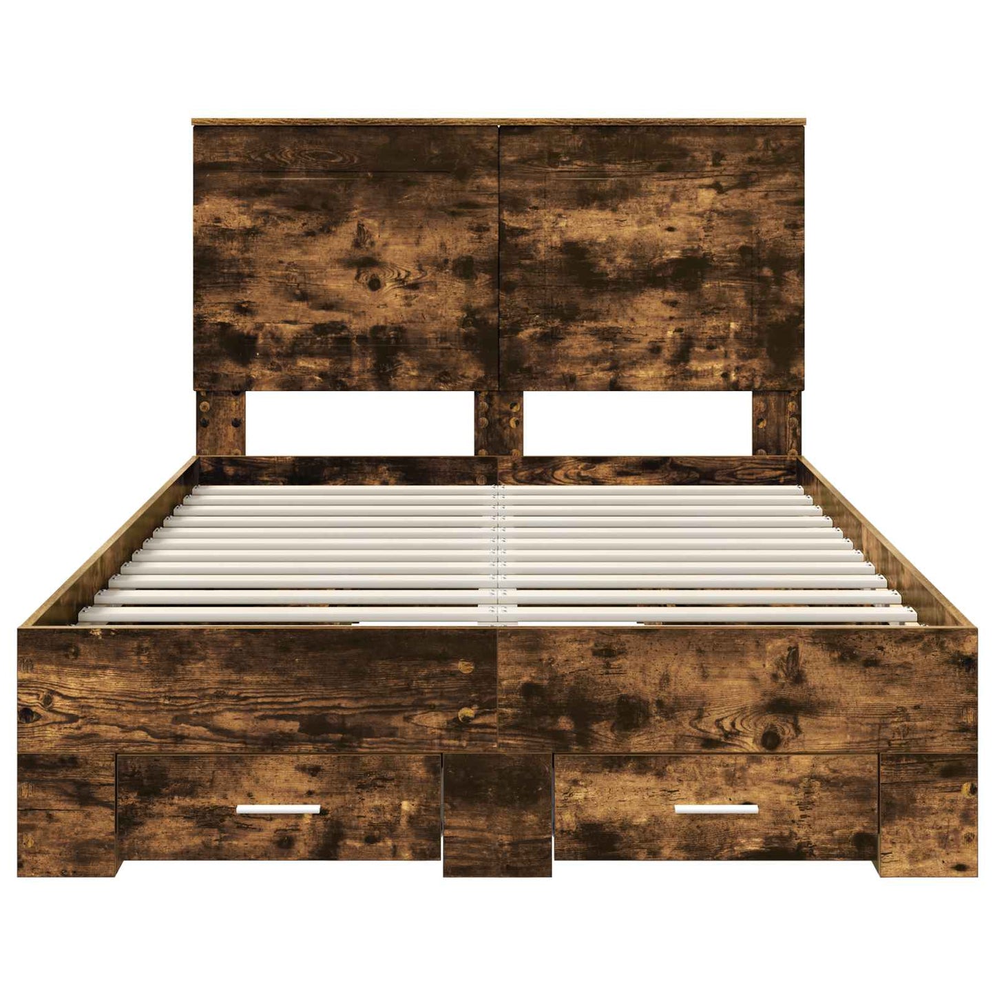 Bed Frame with Drawer Smoked Oak 120 x 190 cm Engineered Wood