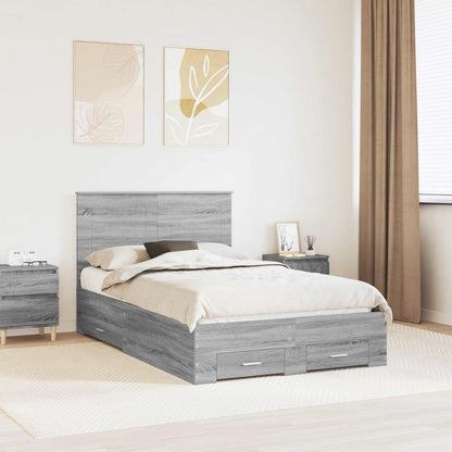 Bed Frame with Drawer Grey Sonoma 120 x 190 cm Engineered Wood