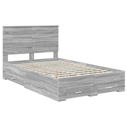 Bed Frame with Drawer Grey Sonoma 120 x 190 cm Engineered Wood