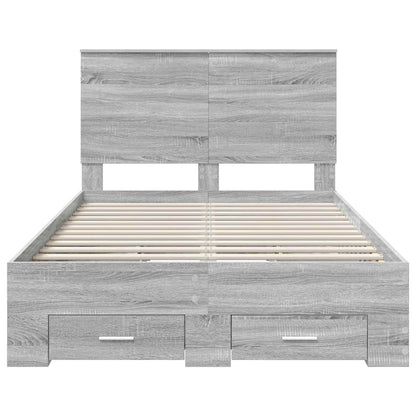 Bed Frame with Drawer Grey Sonoma 120 x 190 cm Engineered Wood