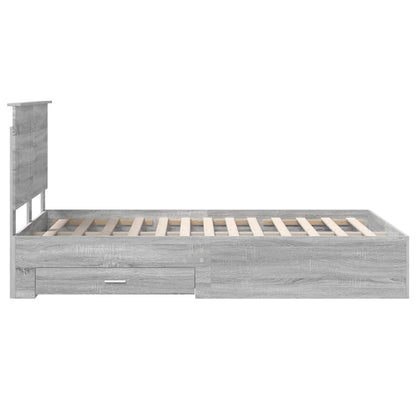Bed Frame with Drawer Grey Sonoma 120 x 190 cm Engineered Wood