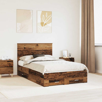 Bed Frame with Headboard Old Wood 120 x 190 cm Engineered Wood
