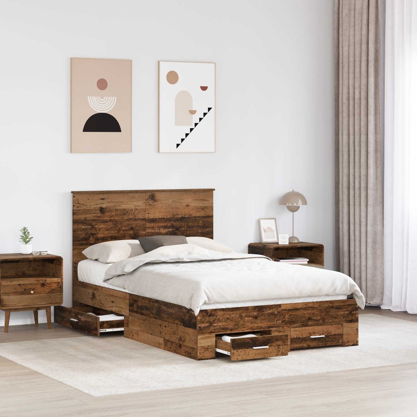 Bed Frame with Headboard Old Wood 120 x 190 cm Engineered Wood