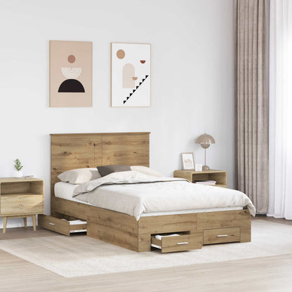 Bed Frame with Drawer Artisan Oak 120 x 190 cm Engineered Wood