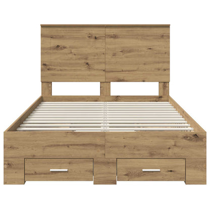 Bed Frame with Drawer Artisan Oak 120 x 190 cm Engineered Wood