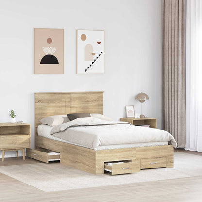 Bed Frame with Drawer Sonoma Oak 120 x 200 cm Engineered Wood