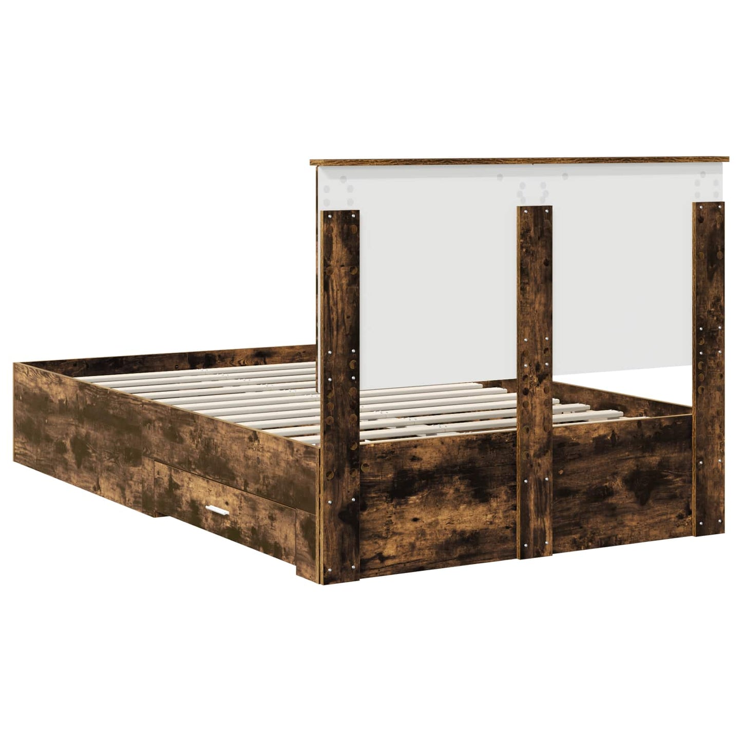 Bed Frame with Drawer Smoked Oak 120 x 200 cm Engineered Wood