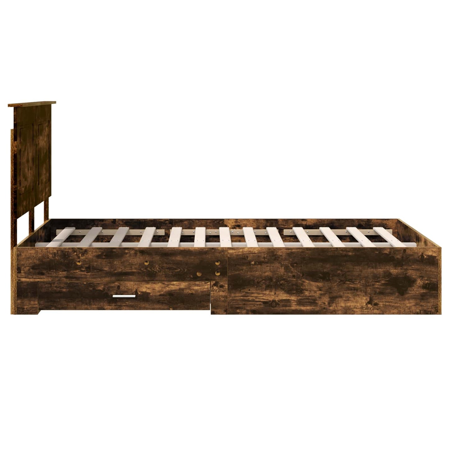 Bed Frame with Drawer Smoked Oak 120 x 200 cm Engineered Wood