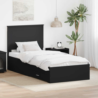 Bed Frame Black and Silver 100 x 200 cm Engineered Wood