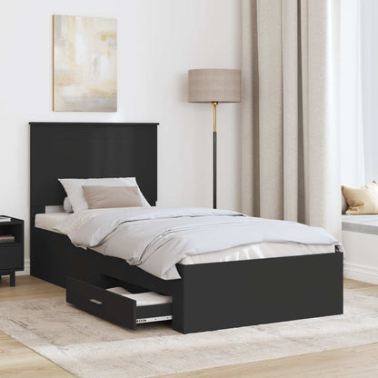 Bed Frame Black and Silver 100 x 200 cm Engineered Wood