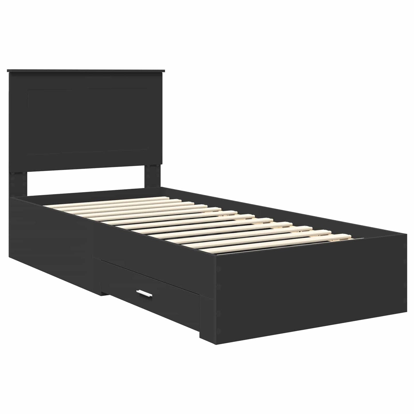 Bed Frame Black and Silver 100 x 200 cm Engineered Wood