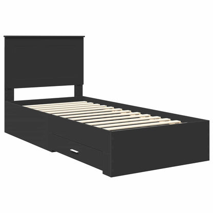 Bed Frame Black and Silver 100 x 200 cm Engineered Wood