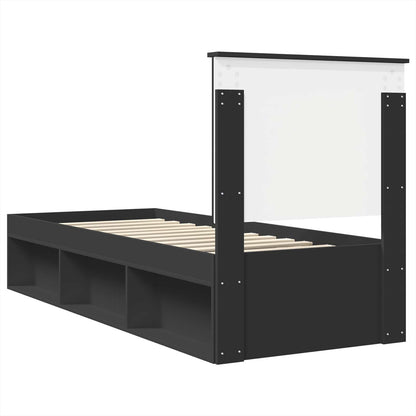 Bed Frame Black and Silver 100 x 200 cm Engineered Wood