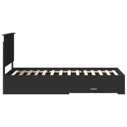 Bed Frame Black and Silver 100 x 200 cm Engineered Wood