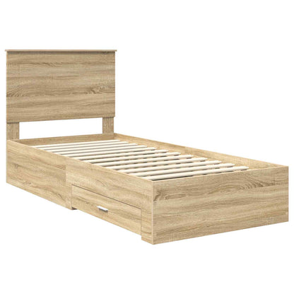 Bed Frame with Drawer Sonoma Oak 100 x 200 cm Engineered Wood