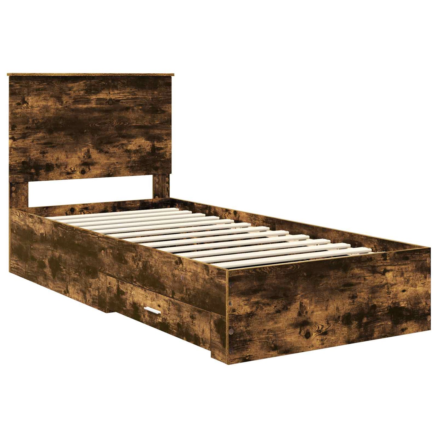 Bed Frame with Drawer Smoked Oak 100 x 200 cm Engineered Wood