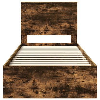 Bed Frame with Drawer Smoked Oak 100 x 200 cm Engineered Wood