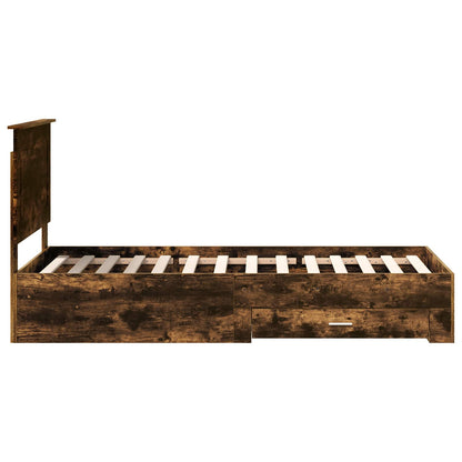 Bed Frame with Drawer Smoked Oak 100 x 200 cm Engineered Wood