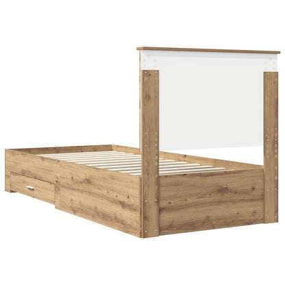 Bed Frame with Drawer Artisan Oak 100 x 200 cm Engineered Wood