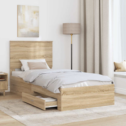 Bed Frame with Headboard Sonoma Oak 90 x 190 cm Engineered Wood
