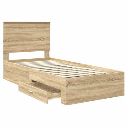 Bed Frame with Headboard Sonoma Oak 90 x 190 cm Engineered Wood