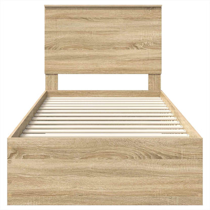 Bed Frame with Headboard Sonoma Oak 90 x 190 cm Engineered Wood