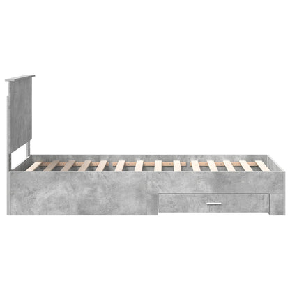 Bed Frame with Drawer Concrete Grey 90 x 190 cm Engineered Wood