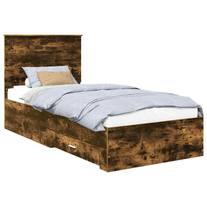 Bed Frame with Headboard Smoked Oak 90 x 190 cm Engineered Wood
