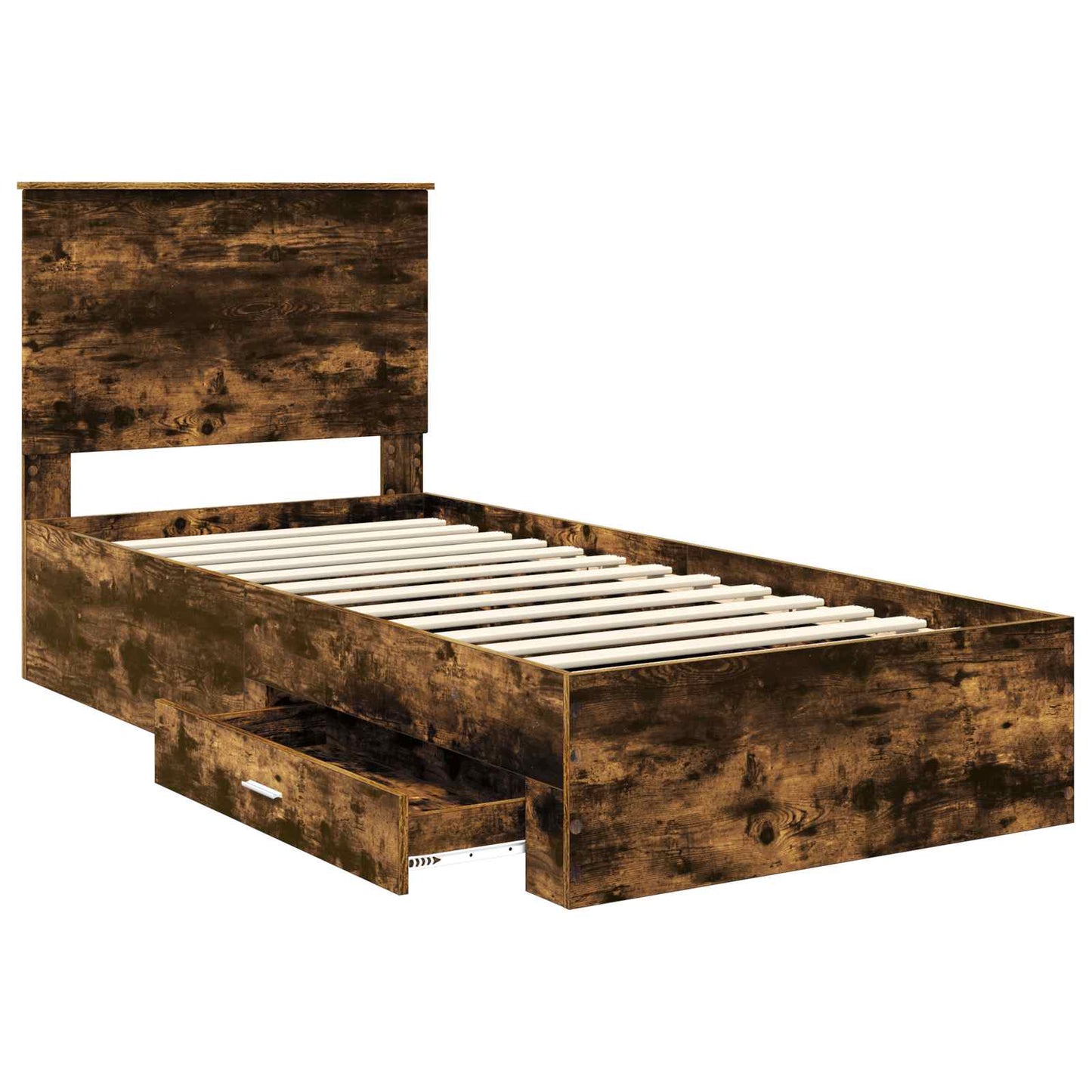 Bed Frame with Headboard Smoked Oak 90 x 190 cm Engineered Wood