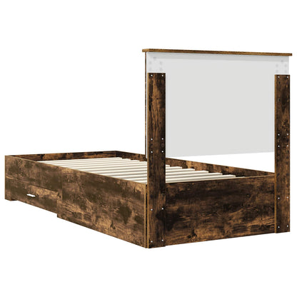 Bed Frame with Headboard Smoked Oak 90 x 190 cm Engineered Wood