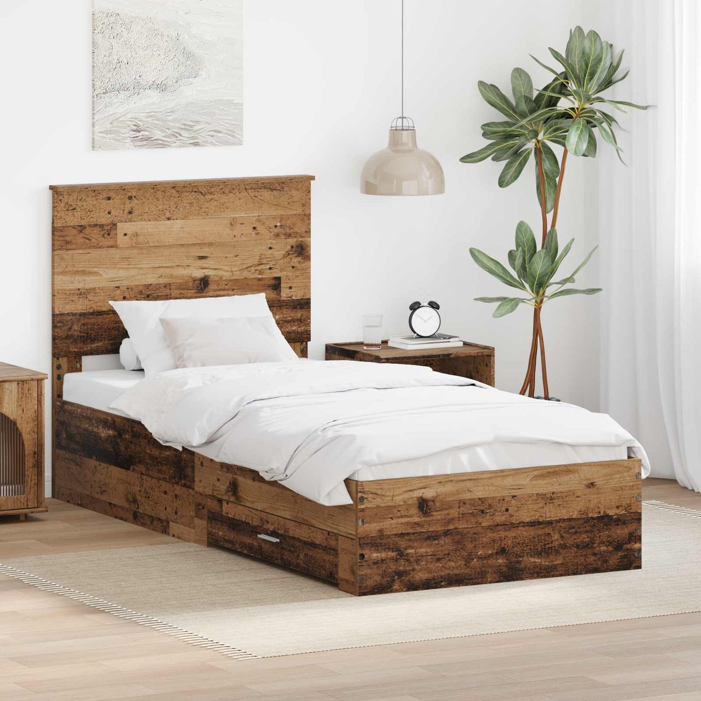 Bed Frame with Headboard Old Wood 90 x 190 cm Engineered Wood