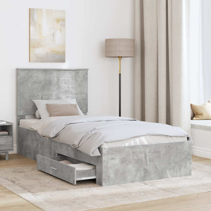 Bed Frame with Drawer Concrete Grey 90 x 200 cm Engineered Wood