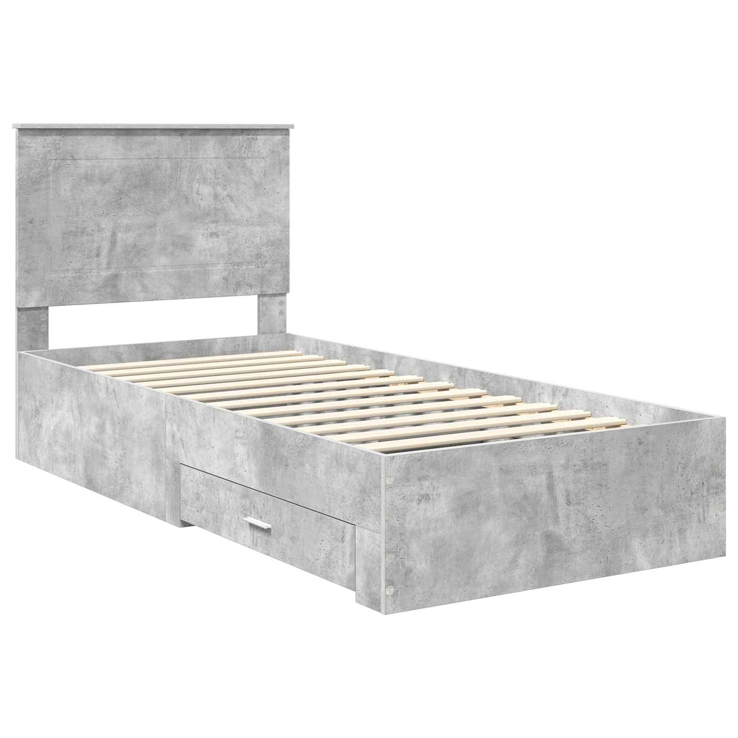 Bed Frame with Drawer Concrete Grey 90 x 200 cm Engineered Wood