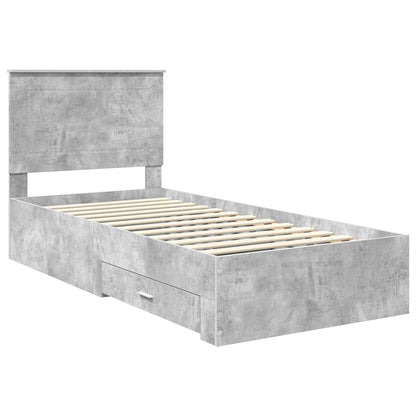Bed Frame with Drawer Concrete Grey 90 x 200 cm Engineered Wood