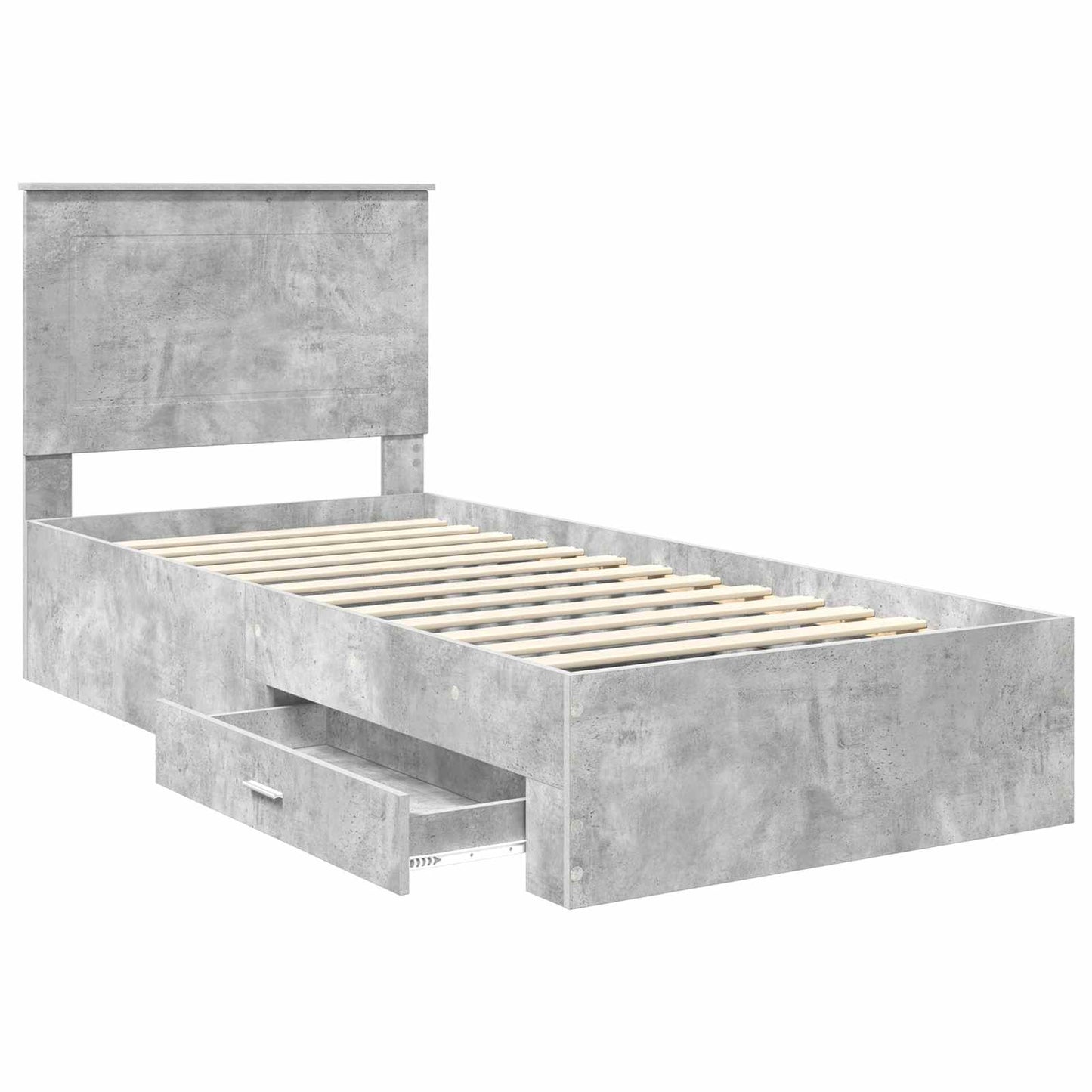 Bed Frame with Drawer Concrete Grey 90 x 200 cm Engineered Wood