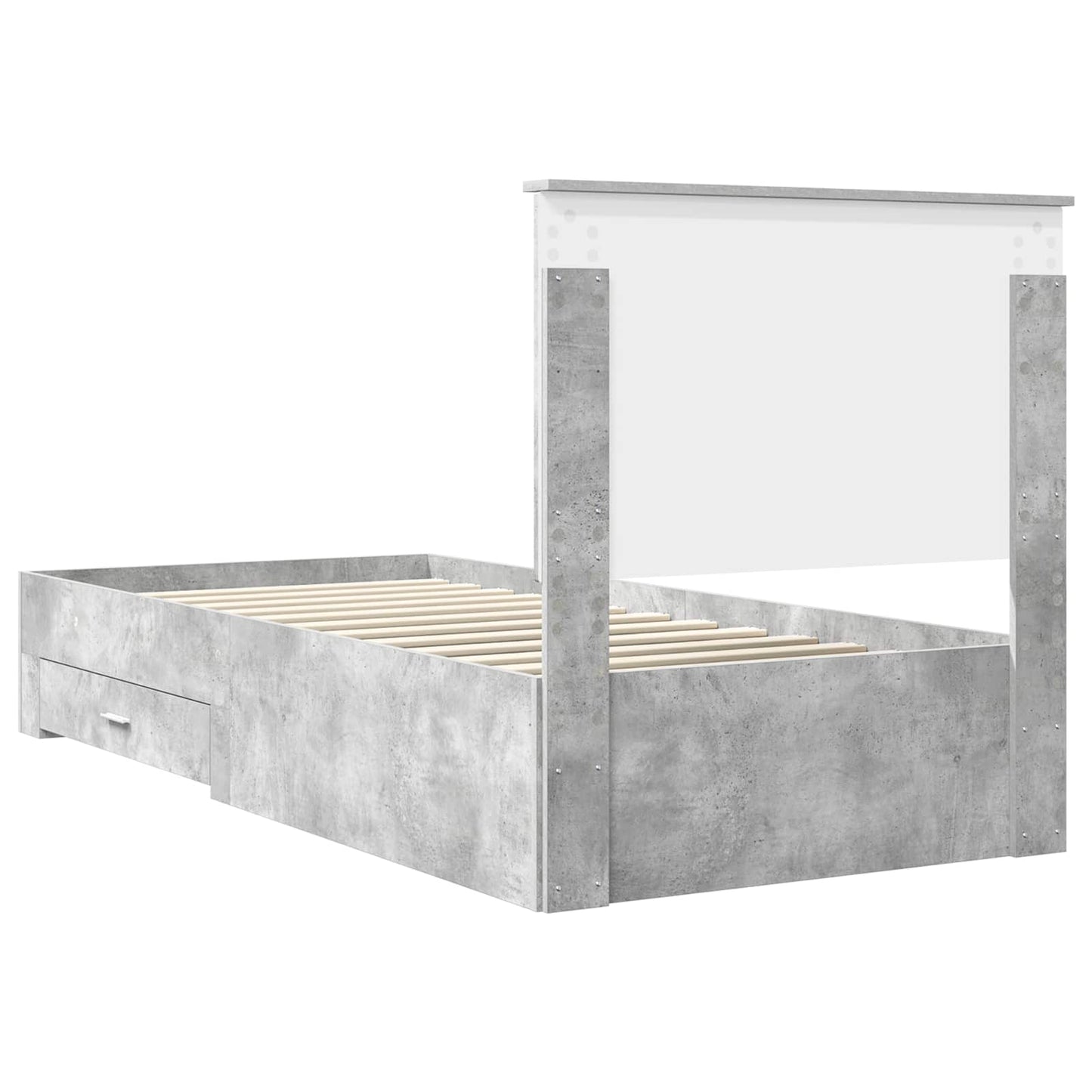 Bed Frame with Drawer Concrete Grey 90 x 200 cm Engineered Wood