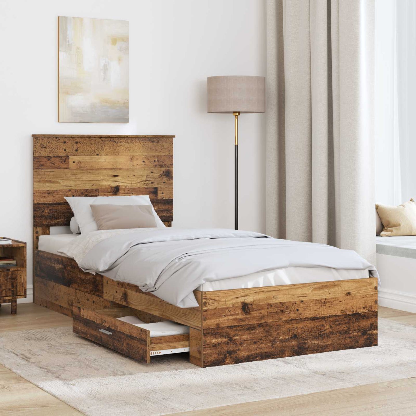 Bed Frame with Headboard Old Wood 90 x 200 cm Engineered Wood
