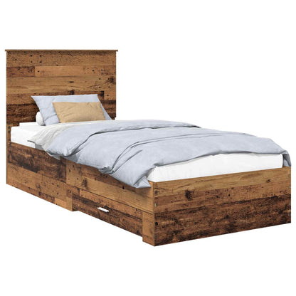 Bed Frame with Headboard Old Wood 90 x 200 cm Engineered Wood