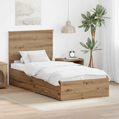 Bed Frame with Drawer Artisan Oak 90 x 200 cm Engineered Wood