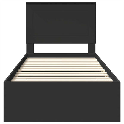 Bed Frame Black and Silver 75 x 190 cm Engineered Wood