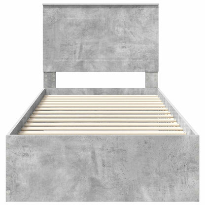 Bed Frame Concrete Grey and Silver 75 x 190 cm Engineered Wood