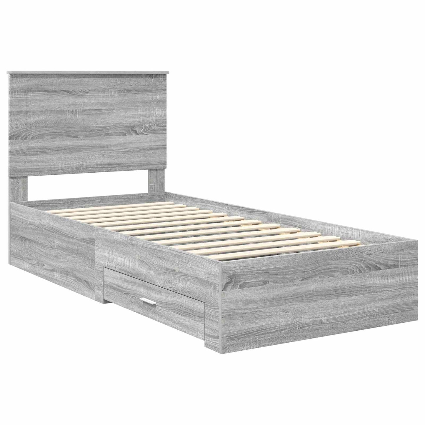 Bed Frame Grey Sonoma and Silver 75 x 190 cm Engineered Wood