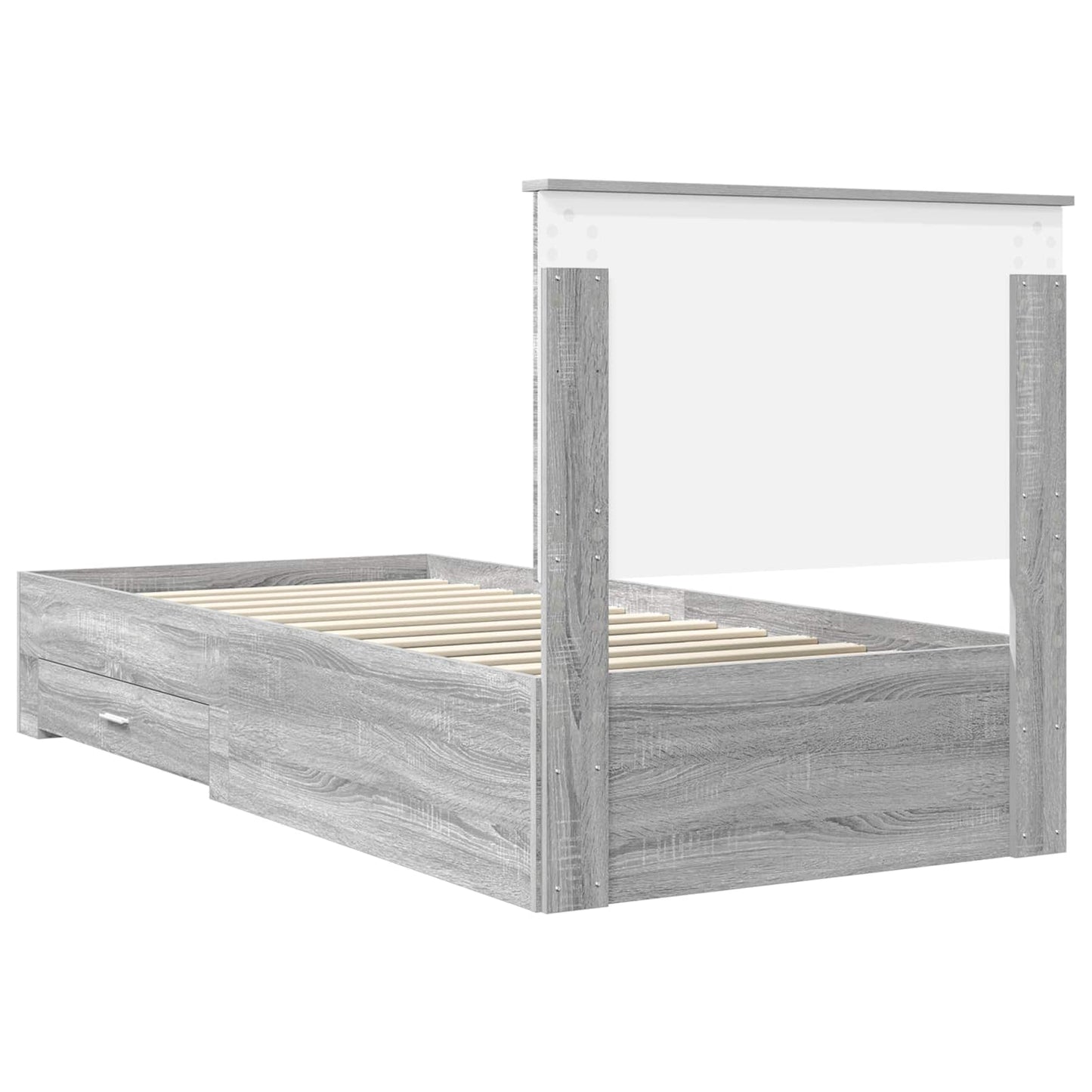 Bed Frame Grey Sonoma and Silver 75 x 190 cm Engineered Wood
