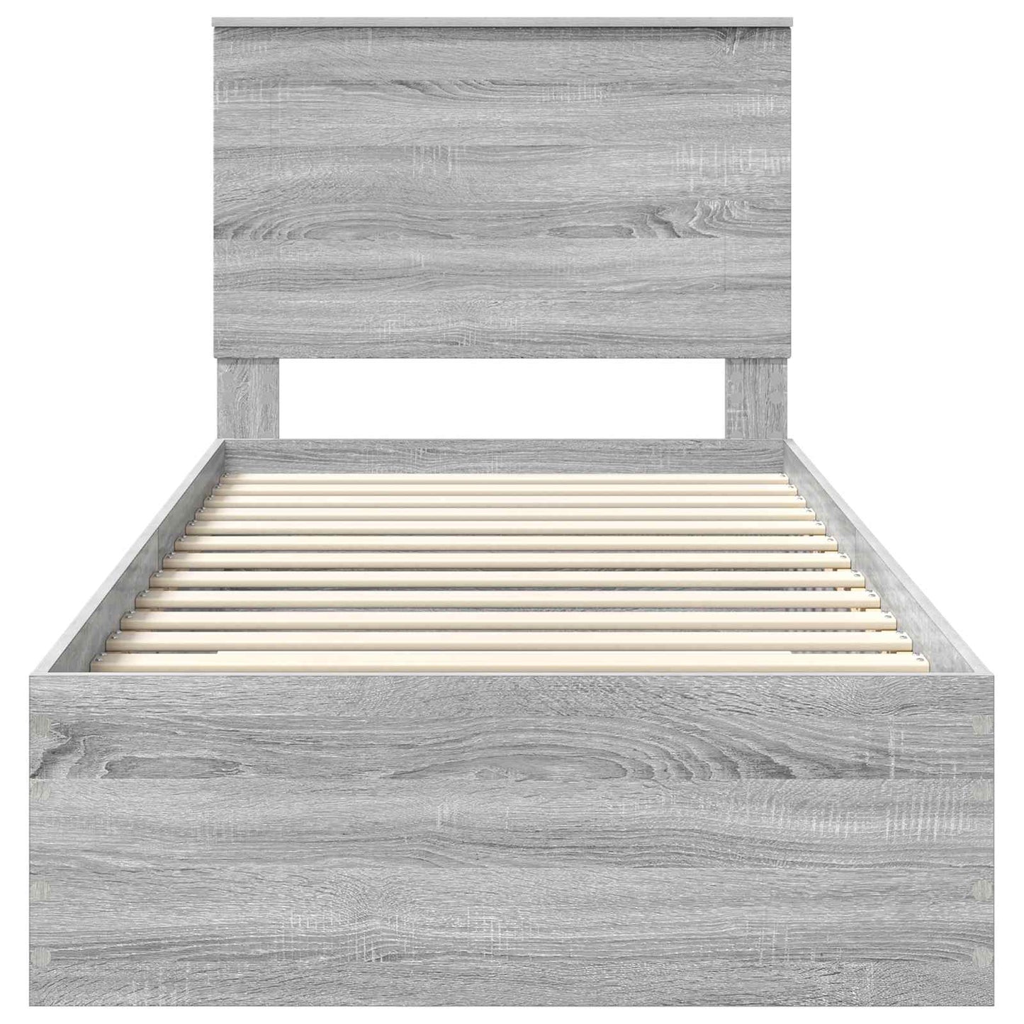 Bed Frame Grey Sonoma and Silver 75 x 190 cm Engineered Wood