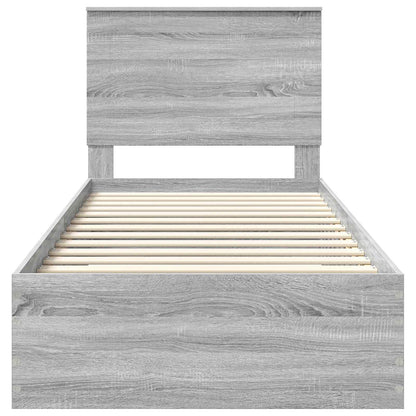 Bed Frame Grey Sonoma and Silver 75 x 190 cm Engineered Wood