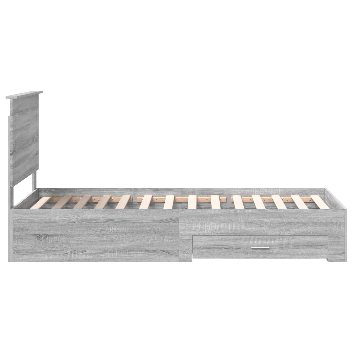 Bed Frame Grey Sonoma and Silver 75 x 190 cm Engineered Wood