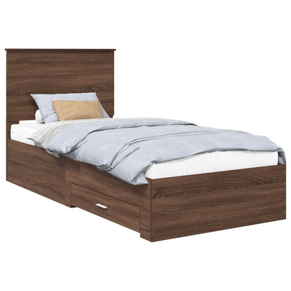 Bed Frame Brown Oak and Silver 75 x 190 cm Engineered Wood